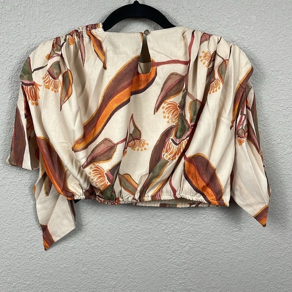 NWT Andrea Iyamah Halima Crop Top Resort Wear Cover Up Eucalyptus Leaves Sz S - Picture 8 of 15